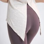 YOGA FLOW Back Tie Tshirt - 短袖美背綁帶開叉兩穿罩衫 - 蕎麥, , large