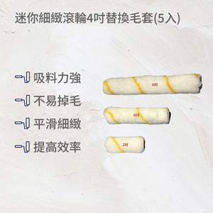 迷你細緻滾輪4吋替換毛套(5入)
