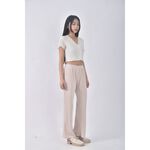 (F) earth music ecology高腰坑紋杏色長褲二手衣, , large