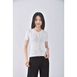 (S) agnes b質感棉質純棉白色短袖上衣二手衣