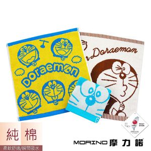Doraemon多啦A夢色紗緹花方巾三入--花色隨機出貨