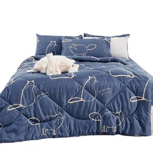 單人床包羽絲絨被三件組-睏貓夢境