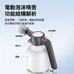 電動泡沫噴壺2L升級版贈充電線+霧化噴頭-白, , large