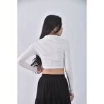 (S) 【安于晴Charlene私服】zara質感修身短版白色長袖上衣二手衣, , large