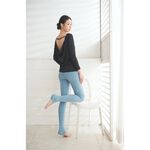 YOGA FLOW Soft(L)Sleeve - 後背優雅垂墜罩衫 - 烏漆黑 Black, , large