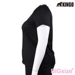 KINGO-大尺碼-女款 吸排 圓領T恤-黑-414621, , large
