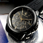 [星晴錶業]MASERATI手錶,44mm,R8871621011黑色錶面黑錶殼深黑色矽膠錶帶款, , large