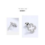 【A&R】韓版s925純銀鏤空幸運四葉草轉珠耳環 - 白金幸運 附馬卡收納盒, , large