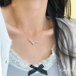 【Gulicc】古莉可 項鍊 微鑲方晶V型性感珍珠項鍊, , large