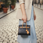 【M2nd】卡希瓦鴕鳥皮迷你柏金包-白黑(T9407A), , large