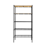 【Y HOUSE】90x45x180cm pine five-layer storage rack rack iron rack - black wood, , large
