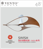 【VENTO芬朵】48吋 SWISH設計師聯名系列 DC直流馬達 有燈款 遙控吊扇 白/粉紅/淺色竹紋/胡桃木紋色 台灣製造, , large