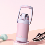 【TKK】獵鷹系列316不鏽鋼 手提+背帶 直飲+吸管 大容量保溫杯壺 運動水壺1100ML-暗夜黑, , large