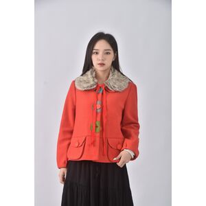 (S) a la sha質感跳色橘色外套二手衣