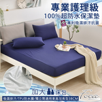 【FOCA】幻漾藍 | 專業護理級 100%超防水床包式保潔墊-加大, , large