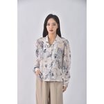 (S) amy company質感花紋白色短袖上衣二手衣, , large