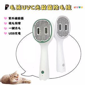 【A&R】毛孩UVC光殺菌除毛梳 深綠