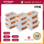 【義大利OMADA】主廚CHEF 單手易拉 PP保鮮盒0.75Lx2+1Lx2+1.1Lx2+1.5Lx2+2.3Lx1(嚴選九件組)任選色, , large