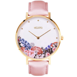 [MEDOTA] Blossom collection pink leather strap ladies watch-Fantasy garden / BO-8901