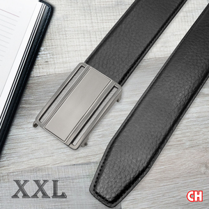 【CH-BELT 銓丞皮帶】免打孔 男加長皮帶 內穿式自動扣 男皮帶腰帶(黑XXL)