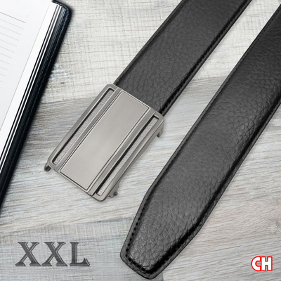 【CH-BELT 銓丞皮帶】免打孔 男加長皮帶 內穿式自動扣 男皮帶腰帶(黑XXL)