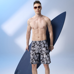 MONINA  MIT  Big men bamboo leaf beach swim trunks -XL, , large
