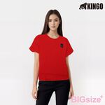 KINGO-大尺碼-女款 圓領T恤-紅-414118, , large