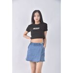 (S) uniqlo高腰丹寧牛仔質感棉質藍色短褲二手衣, , large