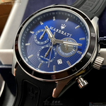 [星晴錶業]MASERATI手錶,44mm,R8871624003寶藍色錶面銀錶殼深黑色矽膠錶帶款, , large