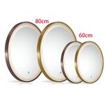 【H&R安室家】 60cm里昂 智能LED發光觸控圓型燈鏡(掛鏡/浴鏡/化妝鏡/鏡子) ZA0201, 金色, large