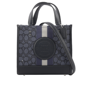 COACH Dempsey Tote 22 緹花拼皮革二用托特包/單寧藍/午夜藍