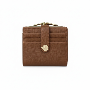 LEAFIN 經典卡片夾口金包-棕色 仕女 皮夾 女夾 卡片收納 人氣女用皮夾 女夾