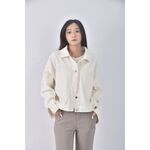 (2XL) 排扣白色外套二手衣, , large