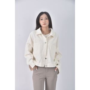 (2XL) 排扣白色外套二手衣