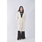(XL) key wear丹寧牛仔質感棉質大衣杏色綁帶外套二手衣, , large