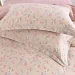 【Betrise】Camellia Cheese | Environmentally friendly printing and dyeing anti-mite antibacterial 100% combed cotton dual-purpose quilt bed sheet set - extra large, , large