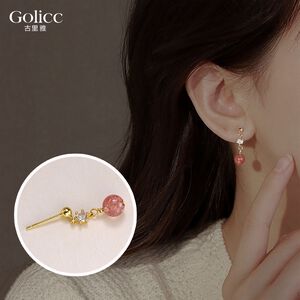 【Gulicc】古莉可 耳環 小巧招桃花草莓晶耳環