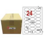 【龍德】LONGDER 三用電腦標籤 A4 24格 橢圓 30*50mm可再貼1000張/箱 LD-8104-WR-B(適用雷射、噴墨、影印), , large