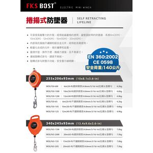 WIN五金 FKS BOST 鋼索式高空作業防墜器 鋼索防墜器 防墜器 WOLF-30系列高空防墜器 防墬器
