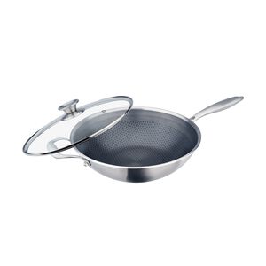 PERFECT 理想牌 鈦晶蜂巢式不沾炒鍋316不鏽鋼八層複合金附蓋 30cm單把炒鍋-Leidea樂德兒