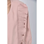 (L) neon韓牌質感棉質花邊粉色長袖上衣二手衣, , large