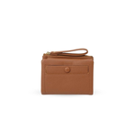 AUNO  經典圓釦短夾-暖栗棕 多卡位收納皮夾 女用錢包 典雅百搭, , large