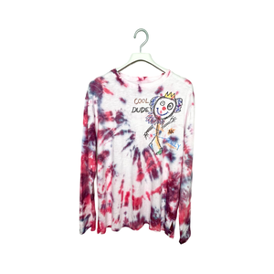 Clown Pink Tie Dye Wide Fit Long Sleeve T-Shirt White