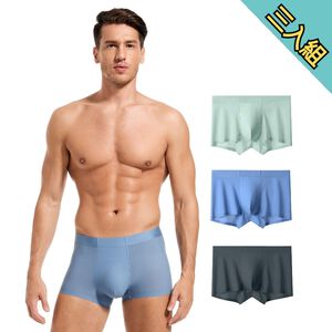 【A&R】三入組 抗菌磨砂冰絲涼感超薄四角男內褲 - XL