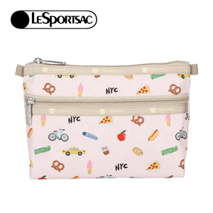 Lesportsac Cosmetic Clutch 雙層拉鍊化妝包 收納袋 盥洗包 女包(紐約城市插畫)