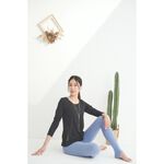 YOGA FLOW Gather(L)Sleeve - 後背雙交叉罩衫 - 墨黑 Black, , large