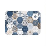 【Monster】 rubber anne 10-Second Ultra-Absorb Soft Diatomaceous Earth Mat – Hexagon Tile Series (60x40cm) – Blue Porcelain Tile, , large