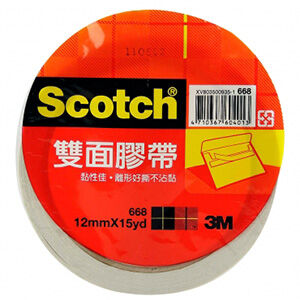 3M Scotch雙面棉紙膠帶12mmX15yd