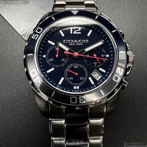 [星晴錶業]COACH手錶,44mm,CH00180寶藍色錶面銀錶殼銀色精鋼錶帶款