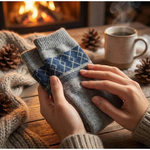 【複製】凱美棉業｜冬日必備🔥（男款）精緻保暖毛襪 防寒襪 保暖襪 毛襪 長襪 冬天襪-菱格款, , large